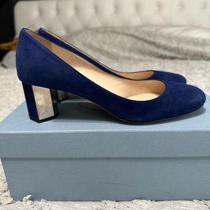 Prada Milano Camoscio Calzature Donna blue suede pumps